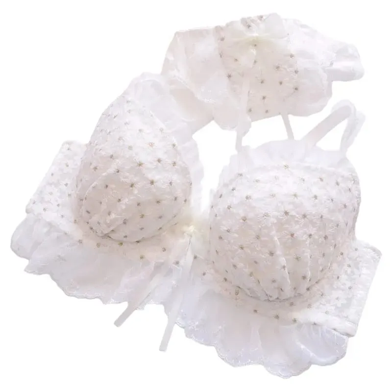 Dámská sada podprsenky a kalhotek Roztomilá krajka s dutou krajkou Spodní prádlo Podprsenka Push Up s vycpaným ocelovým prstenem Pure Sweet Lingerie — image 2