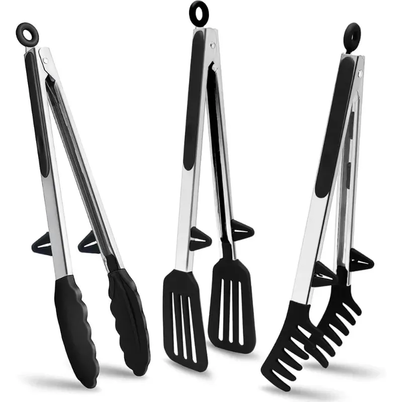Silicone Kitchen Food Tongs Non Stick Heat Resistant Cooking Clip For BBQ Salad Steak Pasta Household Kitchen Utensils