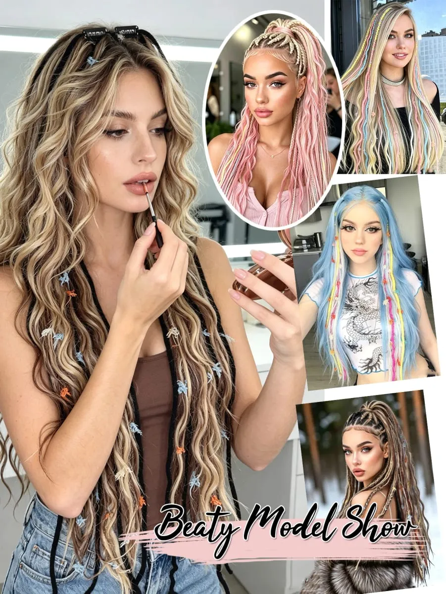 2PCS Colorful Rope Braided Hair Clip In Extensions Black Hair Dreadlock Hair Pieces Bohemian Hair Accessories For Women Daily