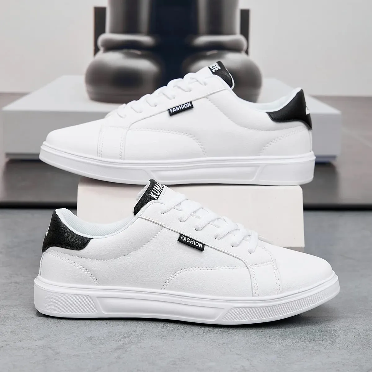 Män Skor Bekväma Fritidsskor För kvinnor Vitt läder Sneakers Lättvikt Promenad Platt Utomhus Sport Löpning Tennis Zapatillas — image 3