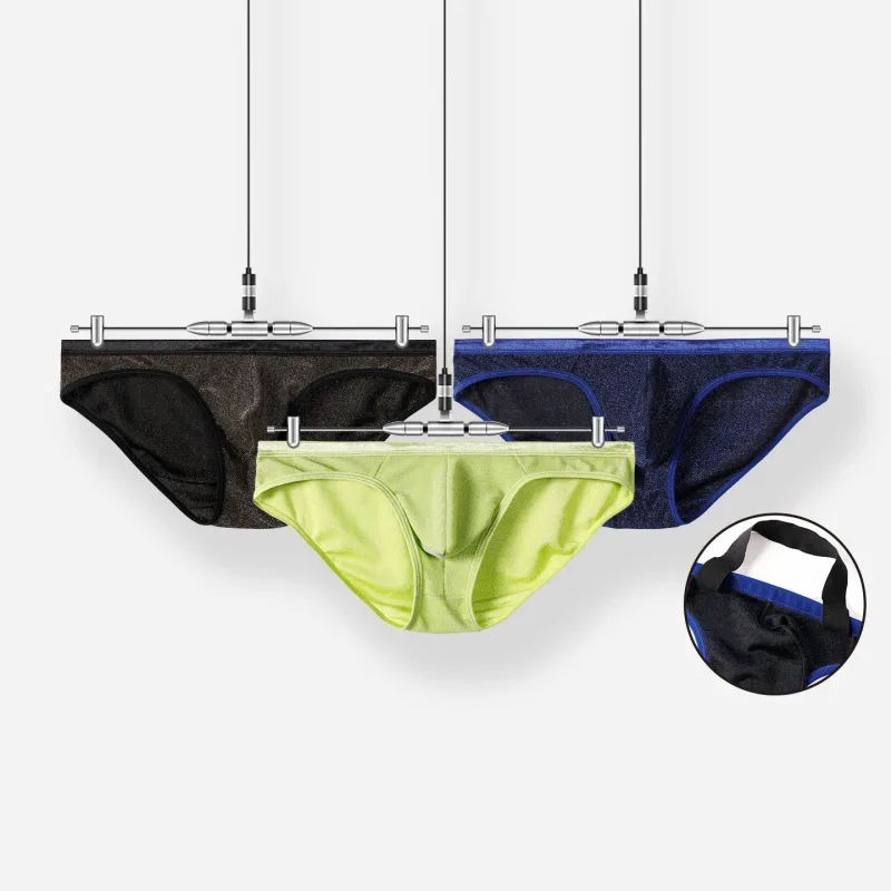 Men's Ice Silk Triangle Panties Sexy U-Shape Thin Briefs Breathable Mesh Low-Waist Underwear