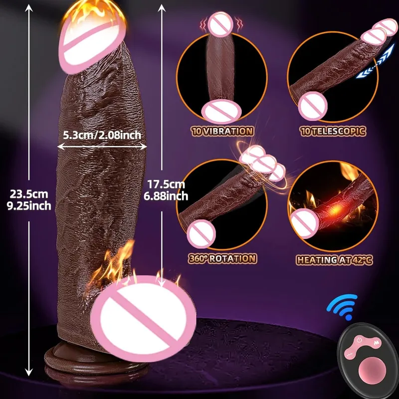 Huge Big Soft Vibrator Heating Realistic Dildo for Woman Men Wireless Telescopic Dick Masturbator Penis G Spot Vagina Anal