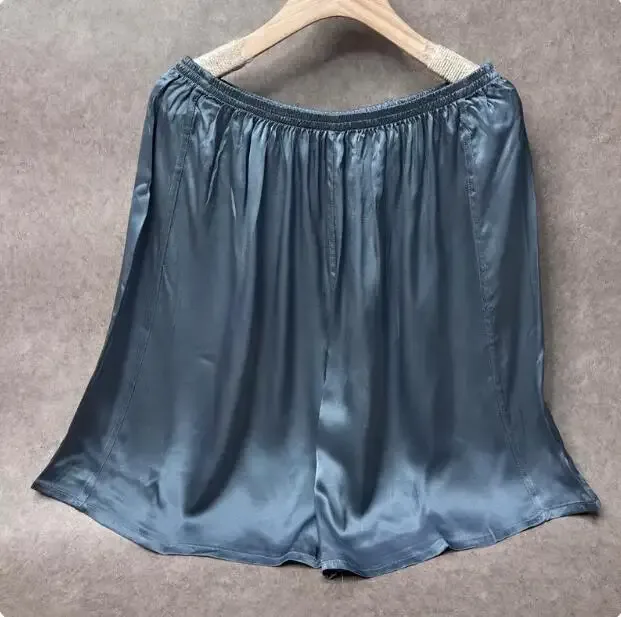 100% Mulberry Silk Men Boxer Underwear Couple Rubber Band Thin Short Home Pants Promotion Woman Can Wear