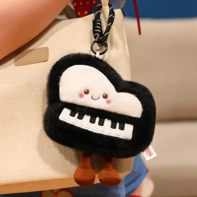 14/16cm Black Piano & White Air Conditioner Plush Pendant Stuffed Humanoid Musical Instrument Keyring Decor for Bag Gift