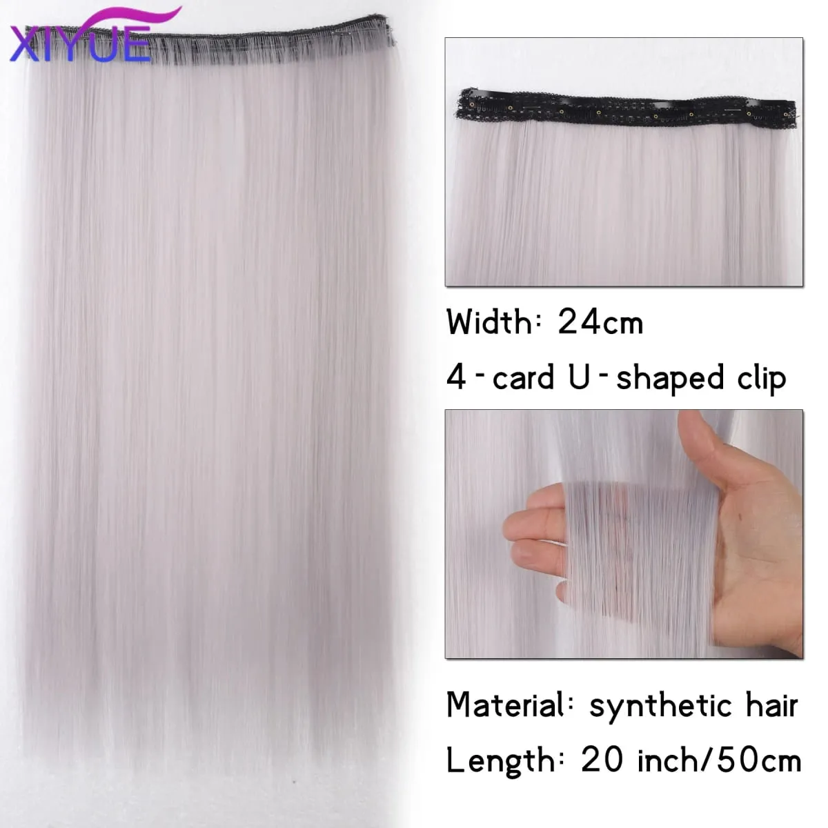 20 Zoll lange synthetische gerade Clip-in-Haarverlängerungen für Frauen – lebendige Farben, synthetische Fasern, einfach zu verwenden