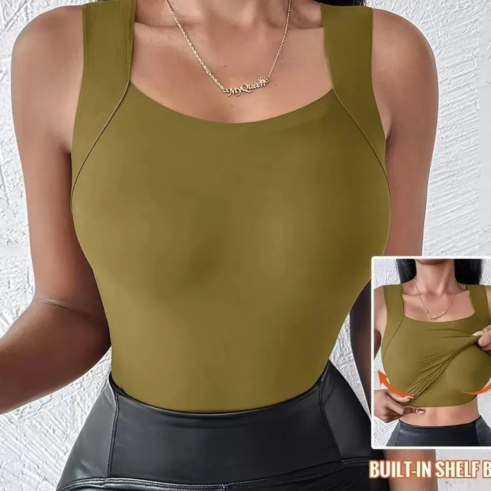 Sexy Design Sleeveless Tank Tops Seamless Knitting Summer Lightweight Crop Camisole Tops Female Bra Style With Chest Pads