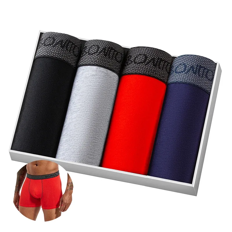 4st bomullsboxers för män underkläder högkvalitativa herrtrosor Klassiska män kalsonger Shorts Brev midjeband Boxershorts