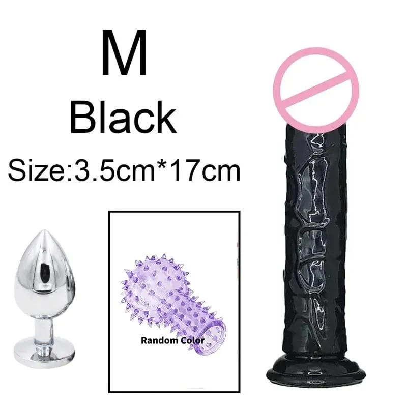 6 Sizes Realistic Dildos Adult Sex Toys For Man Women 18 Metal Anal Plug Clear Penis Butt Plug Anus Masturbation Stimulator Dick