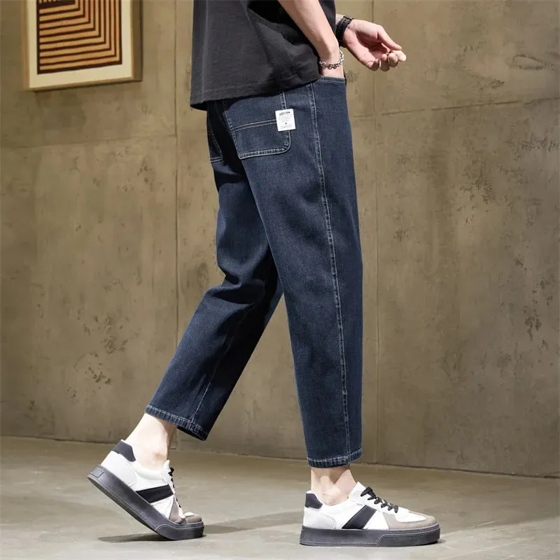 Ανδρικό φαρδύ τζιν ίσιο τζιν Casual Stretch τζιν 9 μήκους Άνετο φαρδύ παντελόνι Άνοιξη φθινόπωρο Ευέλικτο φαρδύ παντελόνι