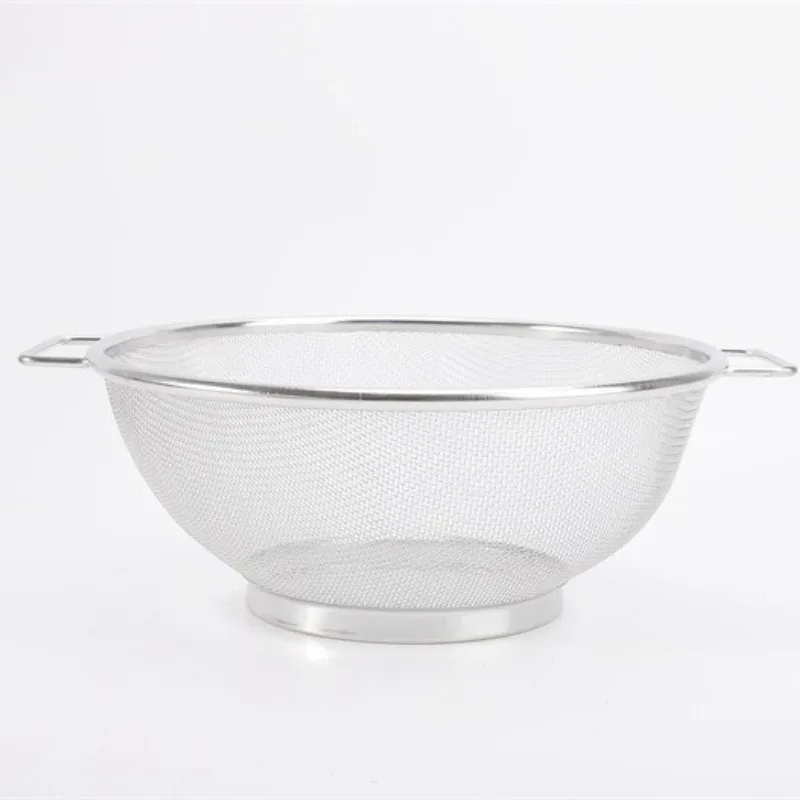 2pcs 21cm+24cm Hindi kinakalawang na asero Drain Basket Basket sa Kusina na may Mga Handle ng Basket na Panglaba ng Gulay Pansala ng Bigas