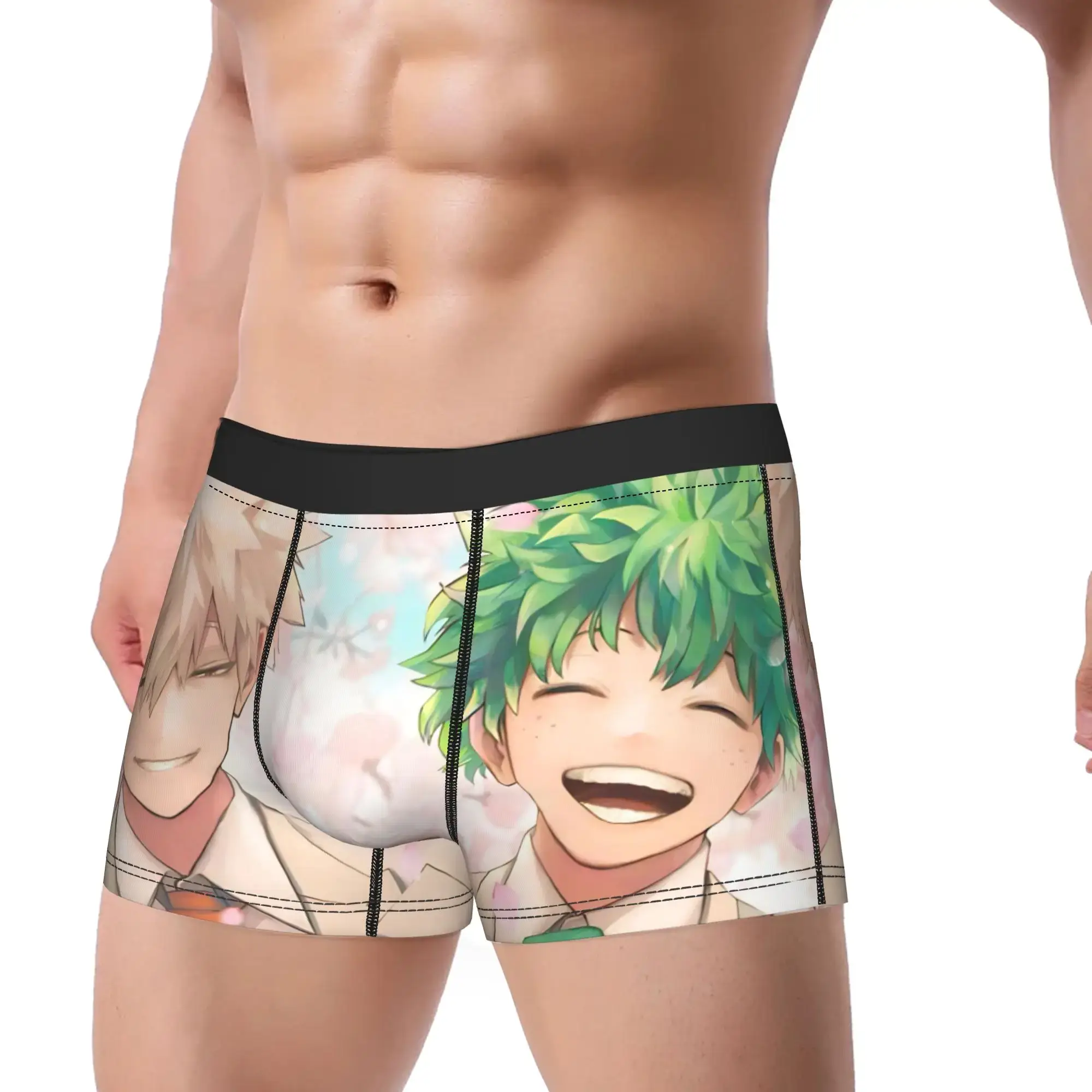 Men My Hero Academia Anime Long Underwear Deku Bakugo Fashion Boxer Briefs Shorts Panties Male Soft Underpants Plus Size — image 2