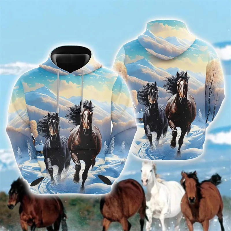 Animal Horse 3D Print Hoodies Autumn Men Women Casual Fashion Oversized Sweatshirts Hoodie Male Pullovers Tracksuit Man Clothing