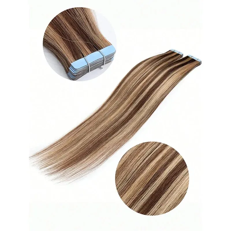Jessie's Wig #4P27 Piano Highlight 16-26 Inches 50g 20pcs/pack Tape In Human Hair Extensions Real Human Hair Silky Straight