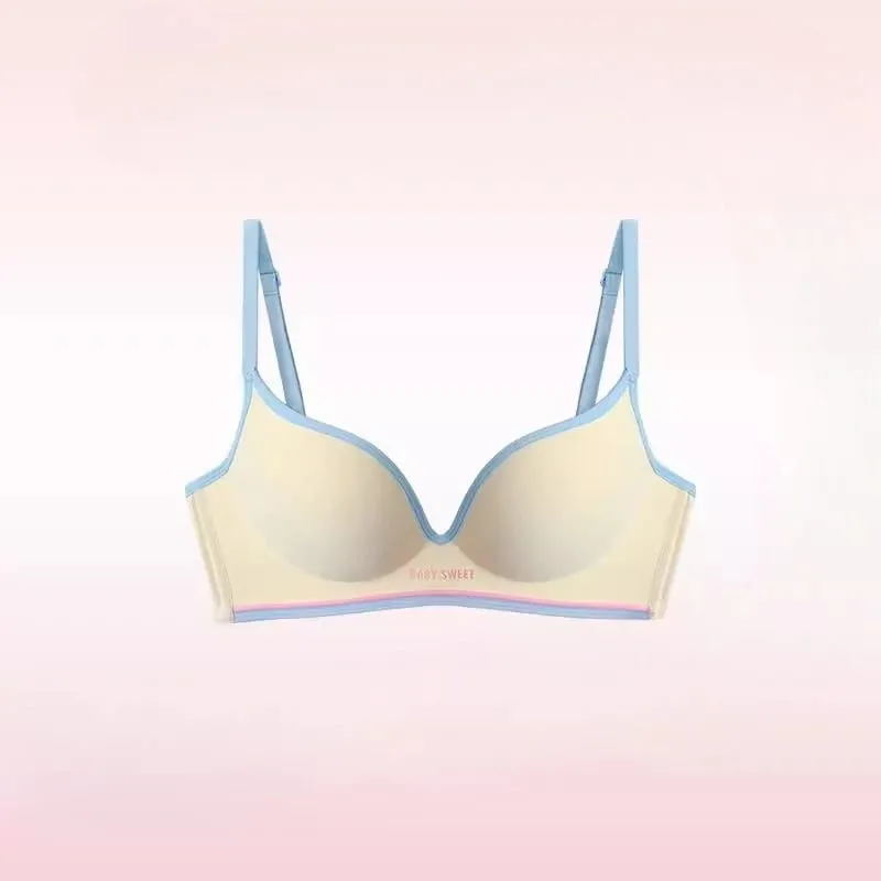 Nahtloser Push-Up-BH für kleine Brüste | Buntes gepolstertes Dopamin-Bralette | Comfort Lift & Sexy Look für Damen-BH- und Höschen-Set