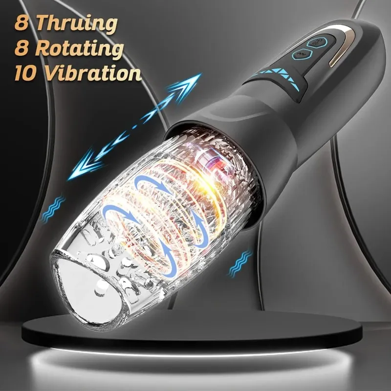 Male Masturbator Sex Toys for Men Male Sex Toy with 7 Thrusting 7 Rotating Pocket Pussy Hands Free Sex Machine LCD Display 18+