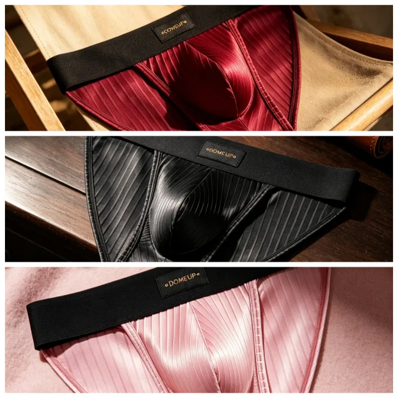 Mannen Ondergoed Glanzend Gestreepte Driehoek Slips Front Ardennen Pouch Sexy Laagbouw Slim Fit Dagelijks Heren Onderbroek DP915
