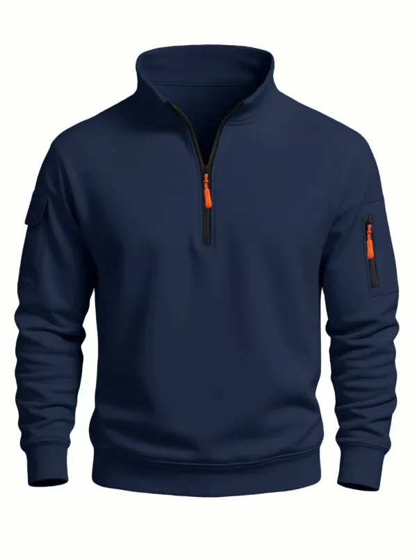 Men's Sweatshirt 2025 Autumn and Winter New Casual Sports Casual Long Sleeved High Neck Half Zipper Windproof Top