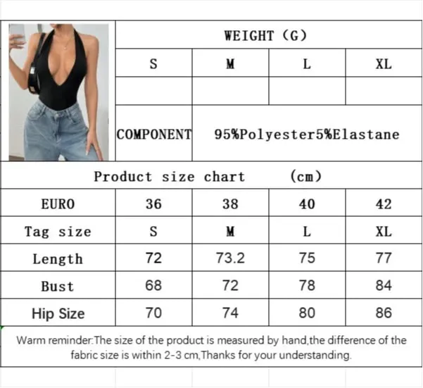 Sexy Halter Slim Bodysuits Women's Tanks Tops V-neck Backless Beach Outfits Jumpsuits Summer Slim Fit Woman Clothing Streetwear