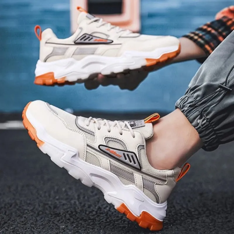 Hot Sale Men's Sneakers Breathable Mens Vulcanized Shoes Mesh Fashion Outdoor Running Shoes Non Slip Platform Shoes for Men 2026