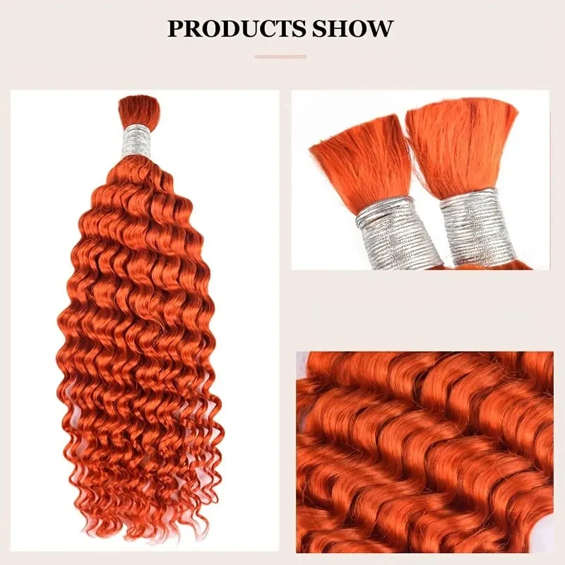 100% Human Hair Deep Wave Bulk Hair No Weft Bundles For Braiding Brazilian Virgin Hair Natural Wave Curly Hair Extensions Remy H