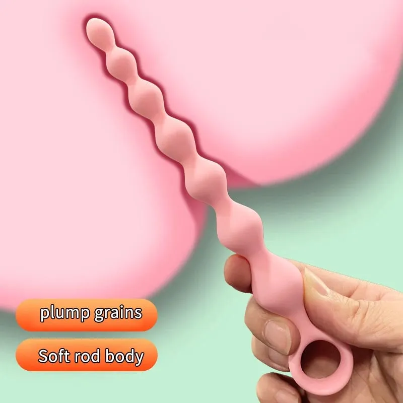 [NM]1Pc Beads Soft Anal Plug 7 Balls Silicone G-Spot Stimulating Butt Plugs Anal Stimulation Pull Bead Dildo Deep Anal Sex Toy