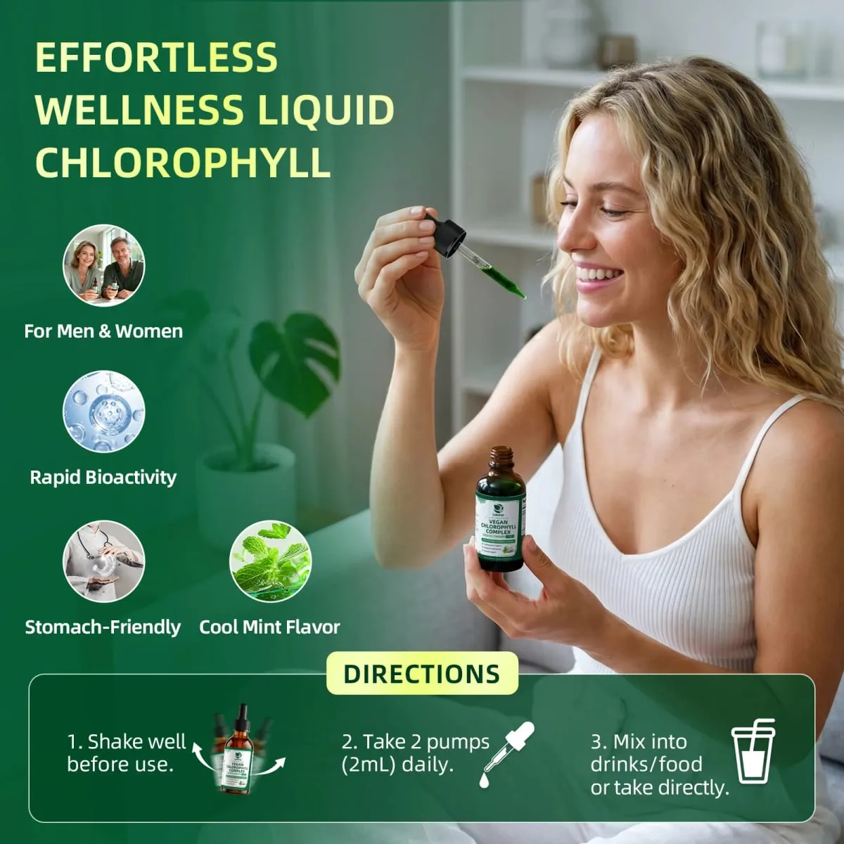 Lukaree Gotas líquidas de clorofila de 30 ml que favorecen la limpieza natural y el desodorante interno inmunológico Salud de la piel y el intestino Vegano sin azúcar