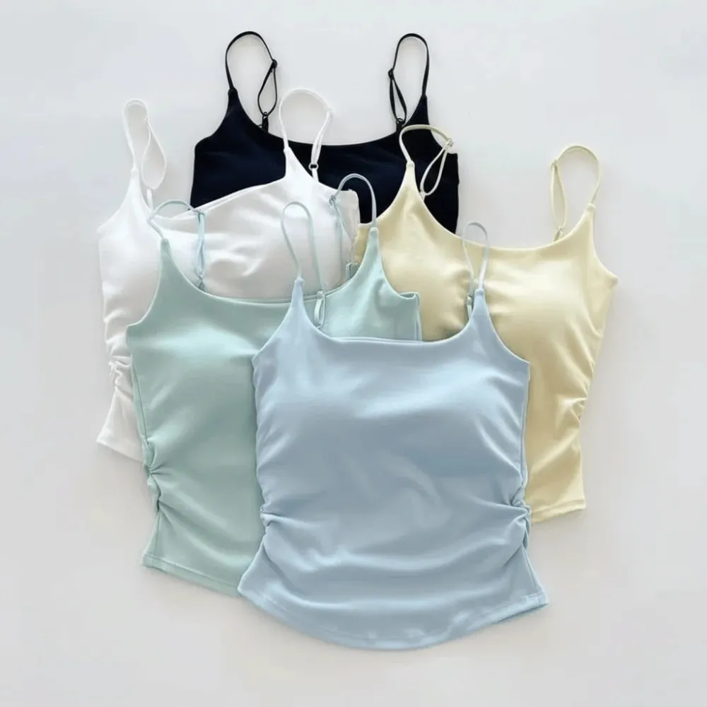Simple Sleeveless Suspender Vest Slim With Padded Cups Camisole Underwear Short Vest Sports Activities