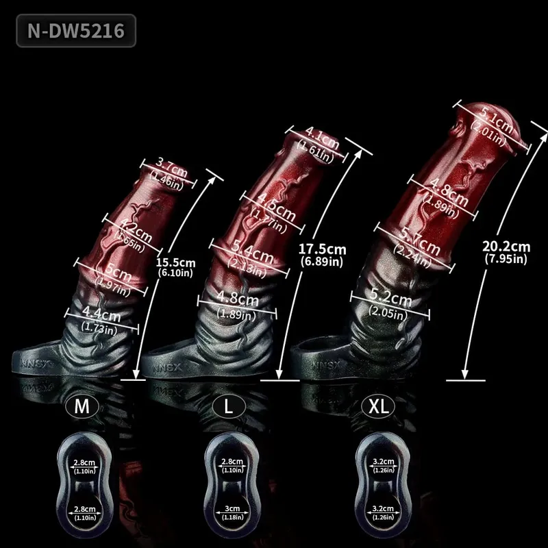 Malaking Horse Penis Sleeve Hollow Dildo Enlargement Sleeve Silicone Reusable Knot Condom Cock Ring Extender Sex Toys para sa Mga Lalaki
