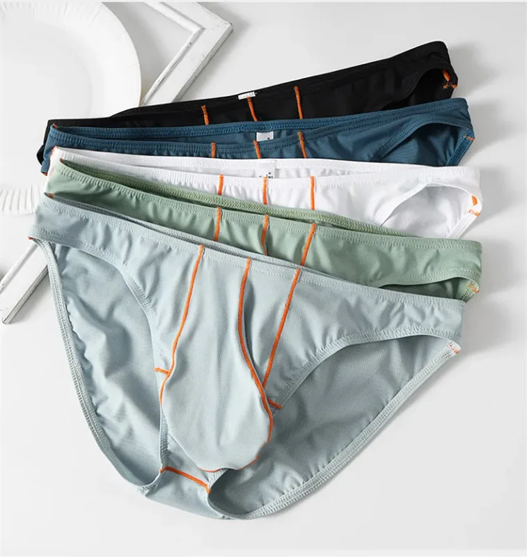 Mens Underwear Briefs Shorts Slim Nylon Ice Silk Panties Man U Convex Pouch Low Rise Underpant Cueca Calzoncillo Plus Size M-XXL