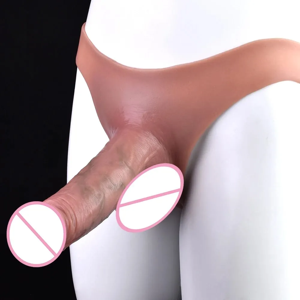 Strap-On Penis Sleeve Realistic Hollow Dildo Pants Silicone Male Dick Extender Lifelike Sex Toys For Men Adult Sexshop