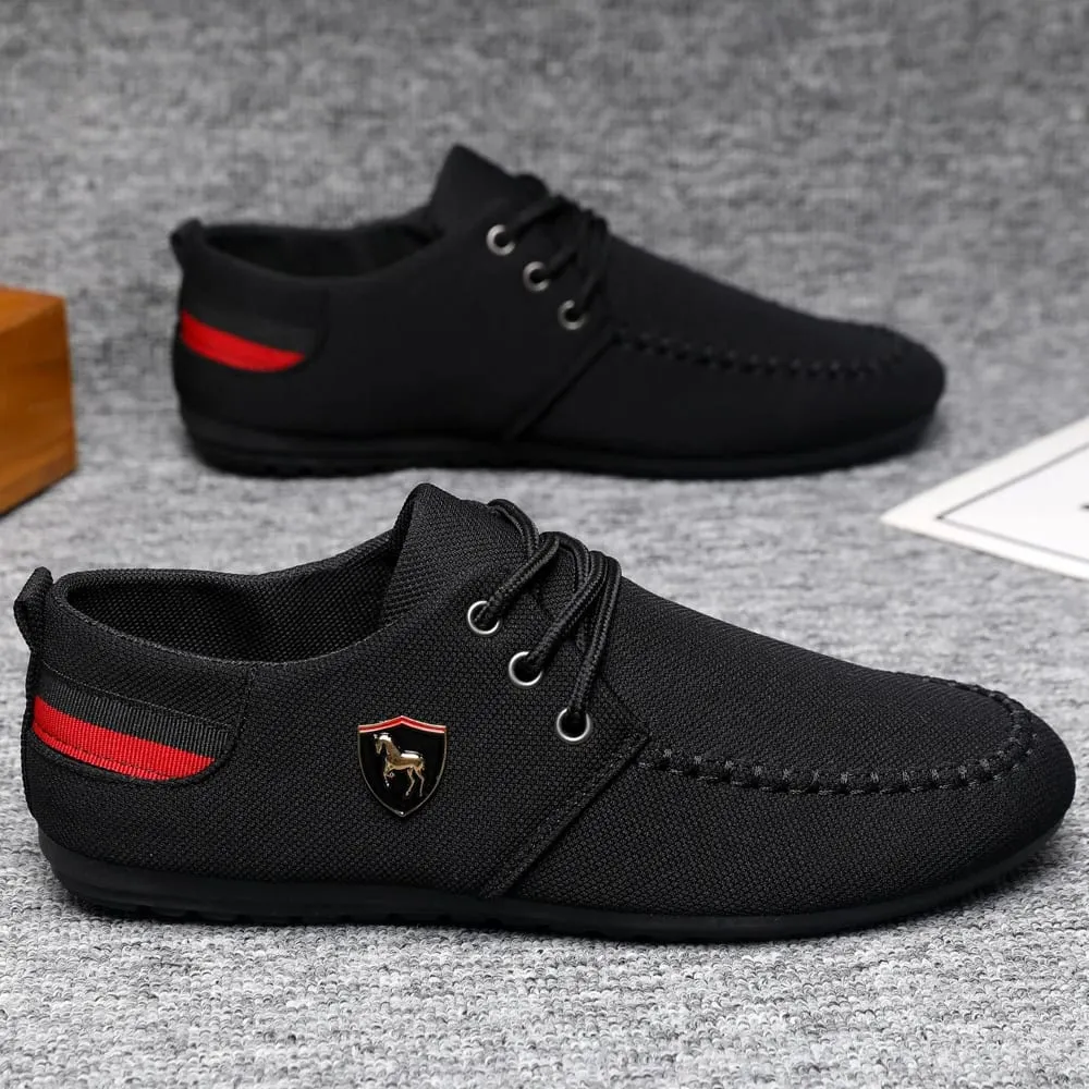 Men's Breathable Fabric Casual Loafers Soft-Soled Comfortable Lace-Up Low-Top Shoes Versatile for Daily Commuting and Light Business Wear Lightweight Wear-Resistant Non-Stuffy on the Feet Comfortable for Long Wear Suitable for Multiple Occa