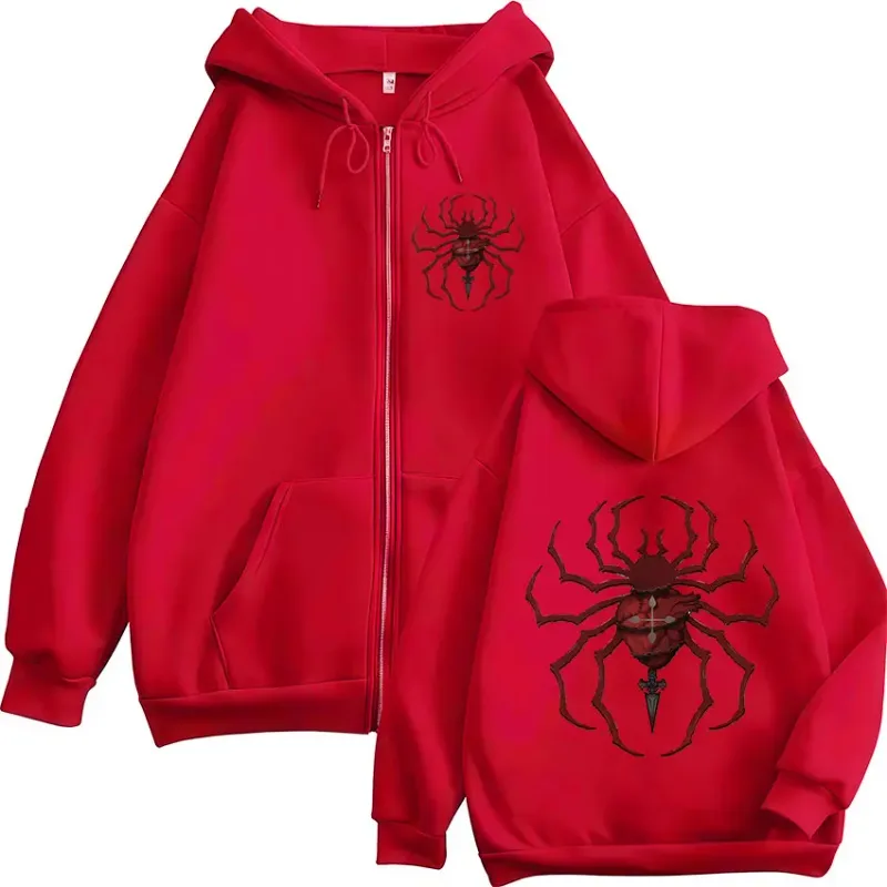 Anime Hunter X Hunter Phantom Troupe Edderkop Logo Lynlås Hættetrøjer Herre Zip Up Hættetrøjer Langærmede Pullovere Jakker