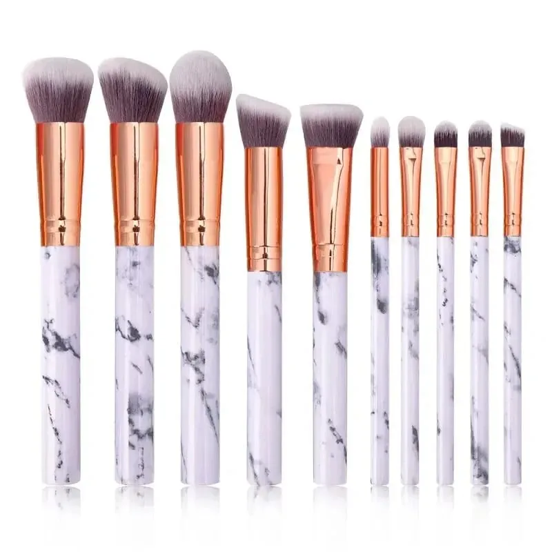10/20Pc Marbling Handle Makeup Brushes Set Powder Foundation Eyeshadow Lip Blush Make Up Brush Set Professional Beauty Tools Kit