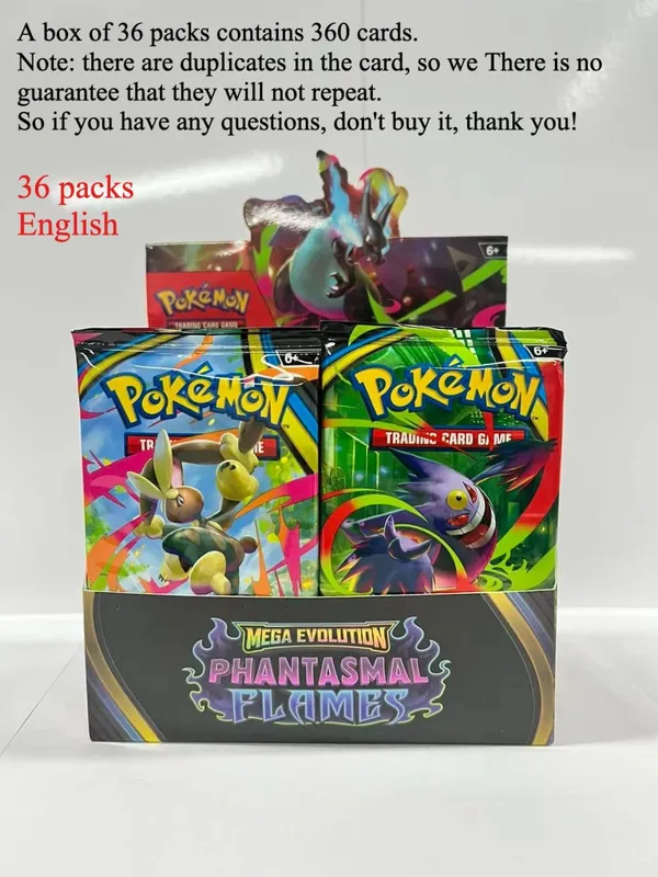 fun 40-360Pcs/Set Pokemon Card MEGA EVOLUTION Phantasmal Flames English Booster Battle Card Anime Fans Kids Birthday Gift Toy
