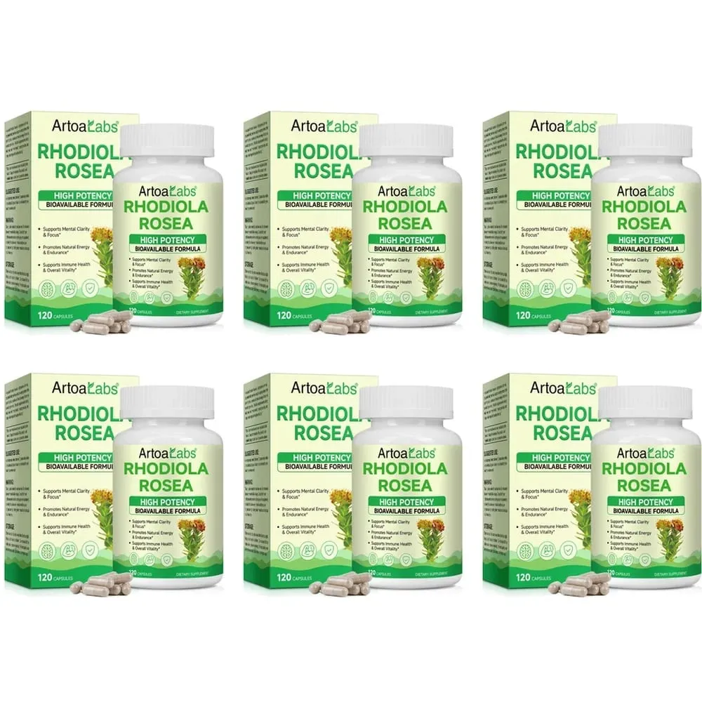 ArtoaLabs Rhodiola Rosea 500mg Capsules High Potency Supports Mental Clarity Focus Natural Energy Endurance 120 Vegan Capsules