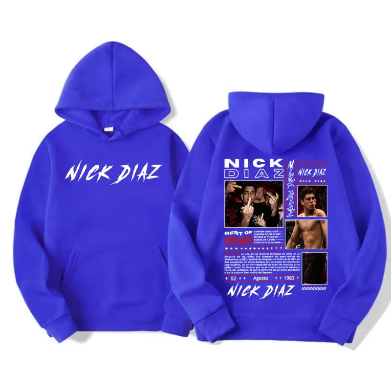 Limited Nick Diaz Retro 90s Style Graphic Hoodies Men's Gothic Violence Aesthetic Sweatshirt Fleece Casual Long Sleeve Pullovers