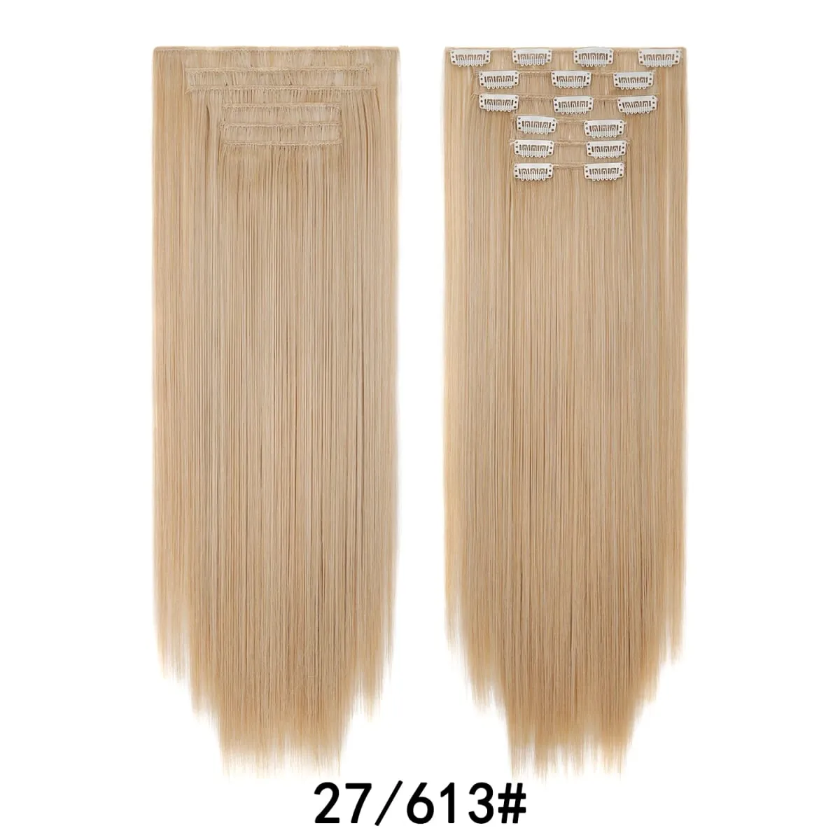 Jeedou Jeedou 6Pcs Clip In Straight Hair Extensions 60cm Long Synthetic Hair Pieces With 16 Clips Heat Resistant Hair For Women