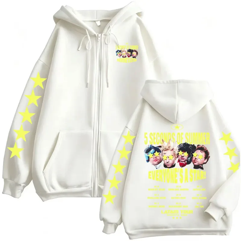5 Seconds of Summer Everyone's A Star Latam Tour 2026 Zipper Hoodies Men's Harajuku Gothic High Quality Sweatshirts Jacket Coats — image 7