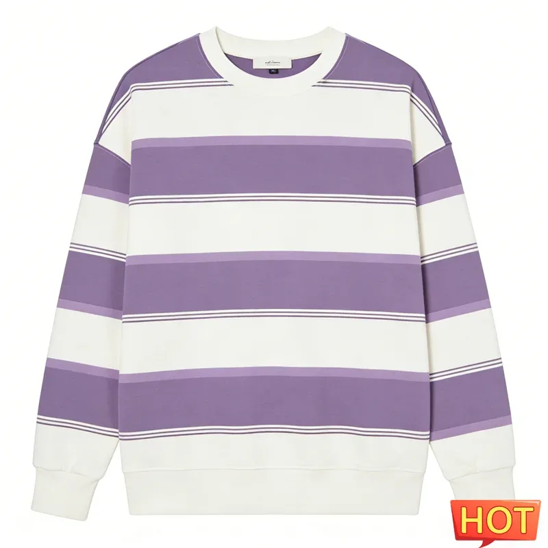 Simple Fashion Striped Pattern Sweatshirts For Men Casual Autumn 3D Printed Long Sleeve Hoodies Loose Daily Wear Basic Pullovers