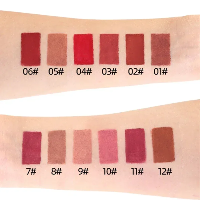 Delineador de labios mate resistente al agua de 12 colores, delineador de labios duradero a prueba de manchas, fórmula sin transferencia, maquillaje de lápiz labial de contorno preciso