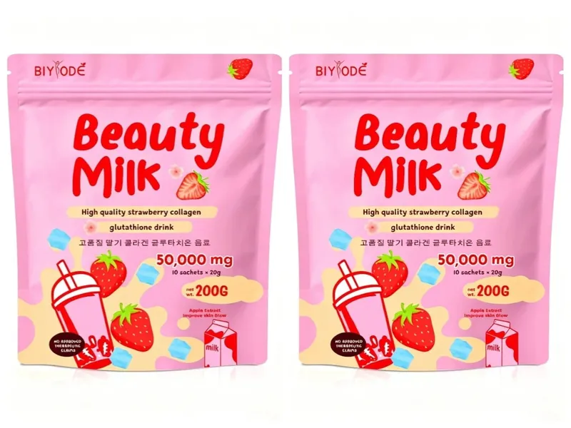 Strawberry Collagen Glutathione Drink Mix with Apple Extract for Skin Glow Support 10 Powder Sachets x 20g Net 200g