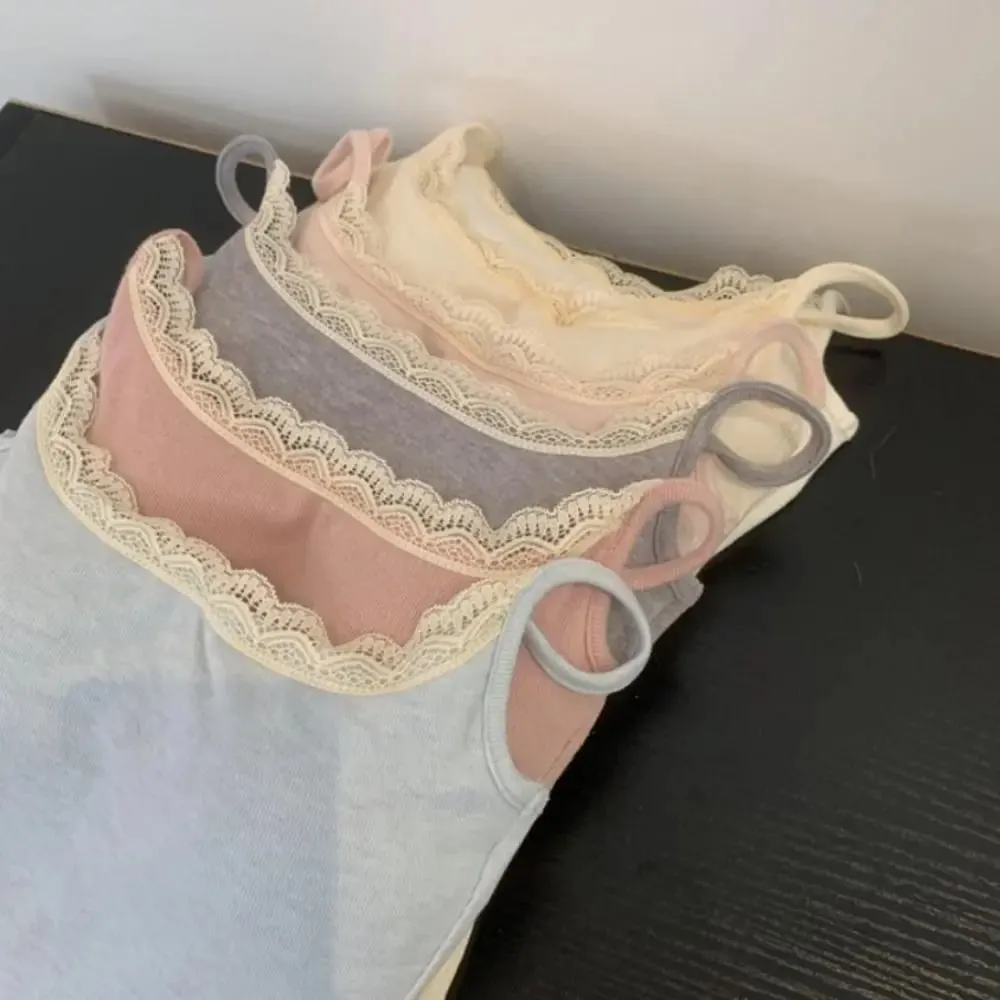Sexy with Chest Pad Camis Tank Tops Elastic Integrated Top Lace Tops Versatile Warm Undershirt Women Clothes