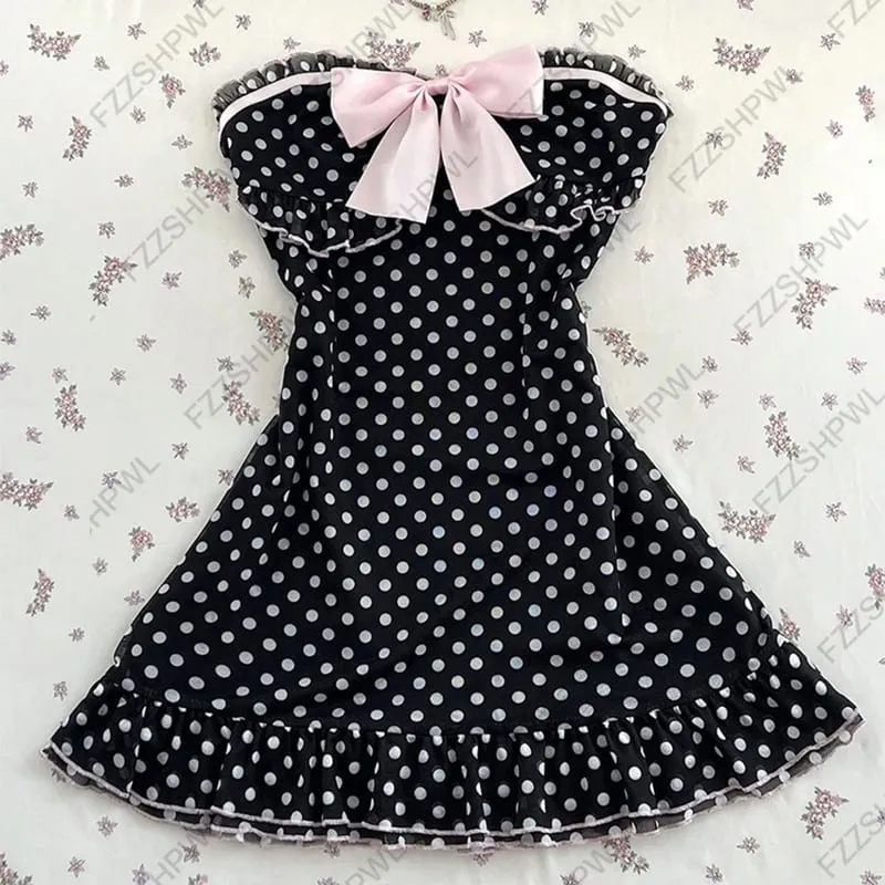 Peter Pan Collar Harajuku Sweet Style Y2K Dress Vintage vibe Punk Casual A-line skirt Fashion Spicy Girls Cleanfit​ Mini Skirt