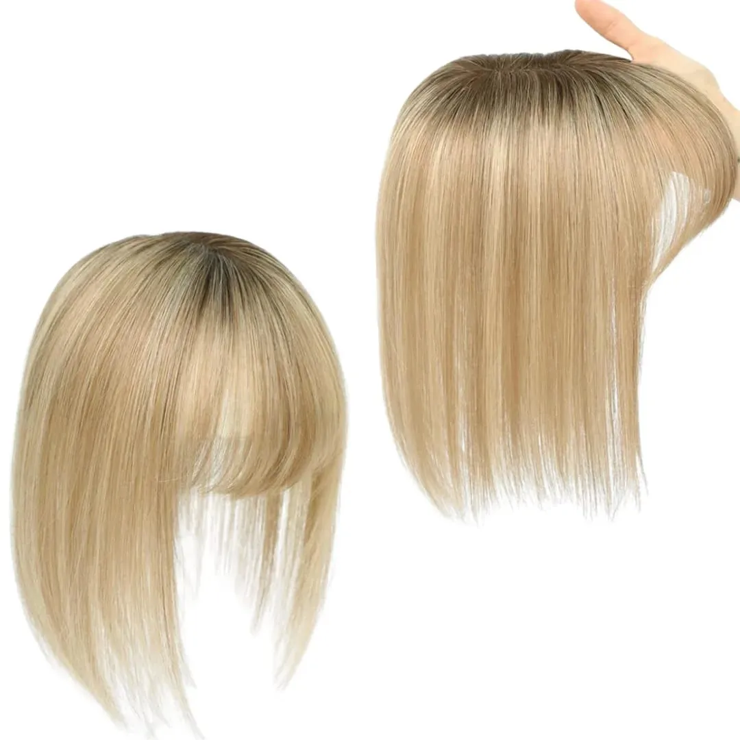 Synthetic Striaght Hair Toppers with Bangs for Women Natural Hairpieces Adding Hair Volume Topper Hair Extensions 18''/10''