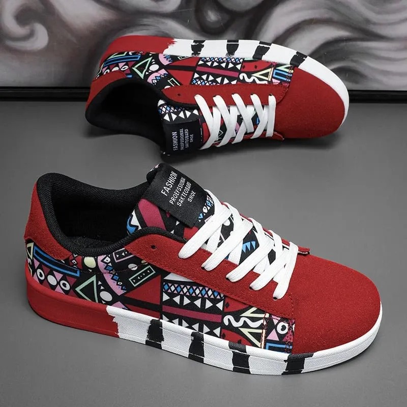 Summer Trendy Men's New Board Shoes Outdoor Non Slip Walking Men Sporty Shoe Canvas Pattern Casual Sneakers Male Zapatos