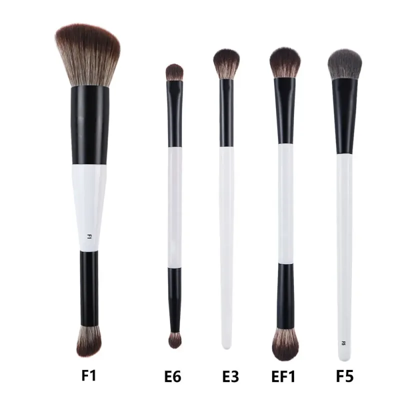 2pcs/set White Double ended Angled Foundation Makeup Brushes Blush Contour Make up Brush Wood Handle Cosmetic Tool Mari F4
