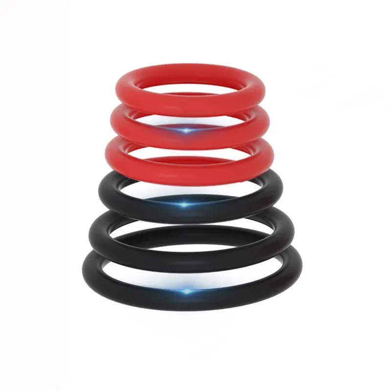 New 6pcs Silicone Penis Ring Ejaculation Delay Cock Rings Dick Erection Cockring Male Chastity Adult Sex Toys for Men — image 3