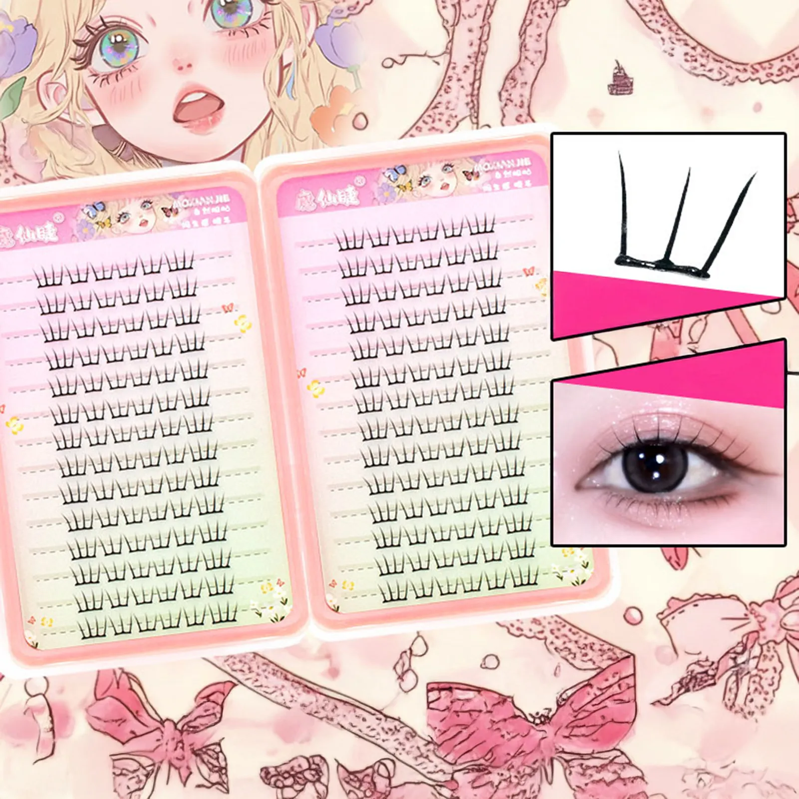 Ultra Thin Fairy False Eyelash Curling 10-13mm Korean Style Glue-free Lashes Extension For Kpop Idols Eye Makeup Large Capacity
