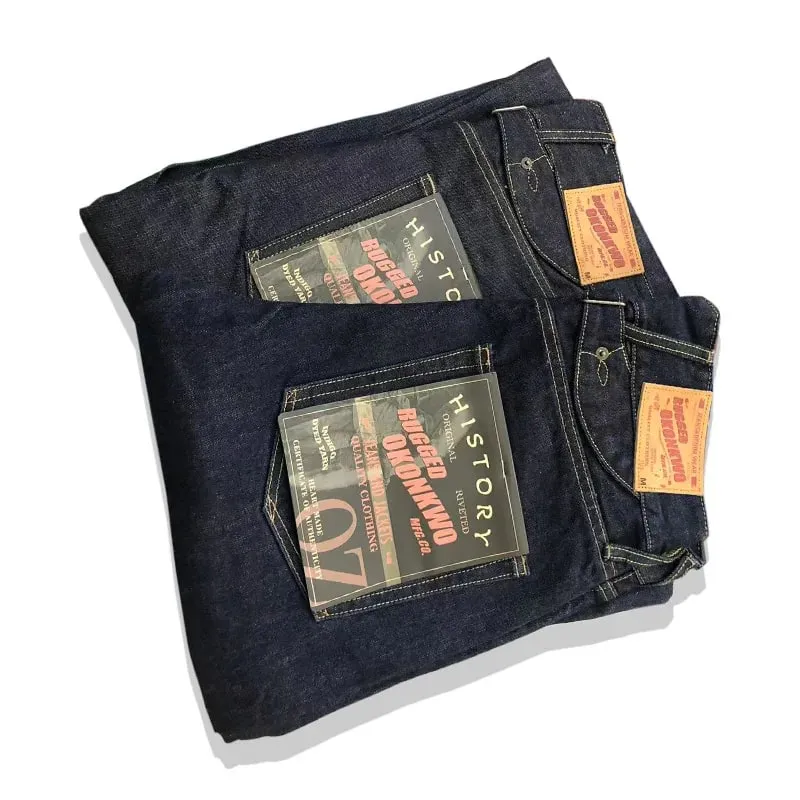 100% Cotton Raw Japanese Selvedge Denim Jeans | 14.75oz Heavyweight Straight Leg | American Vintage Workwear Style OKONKWO