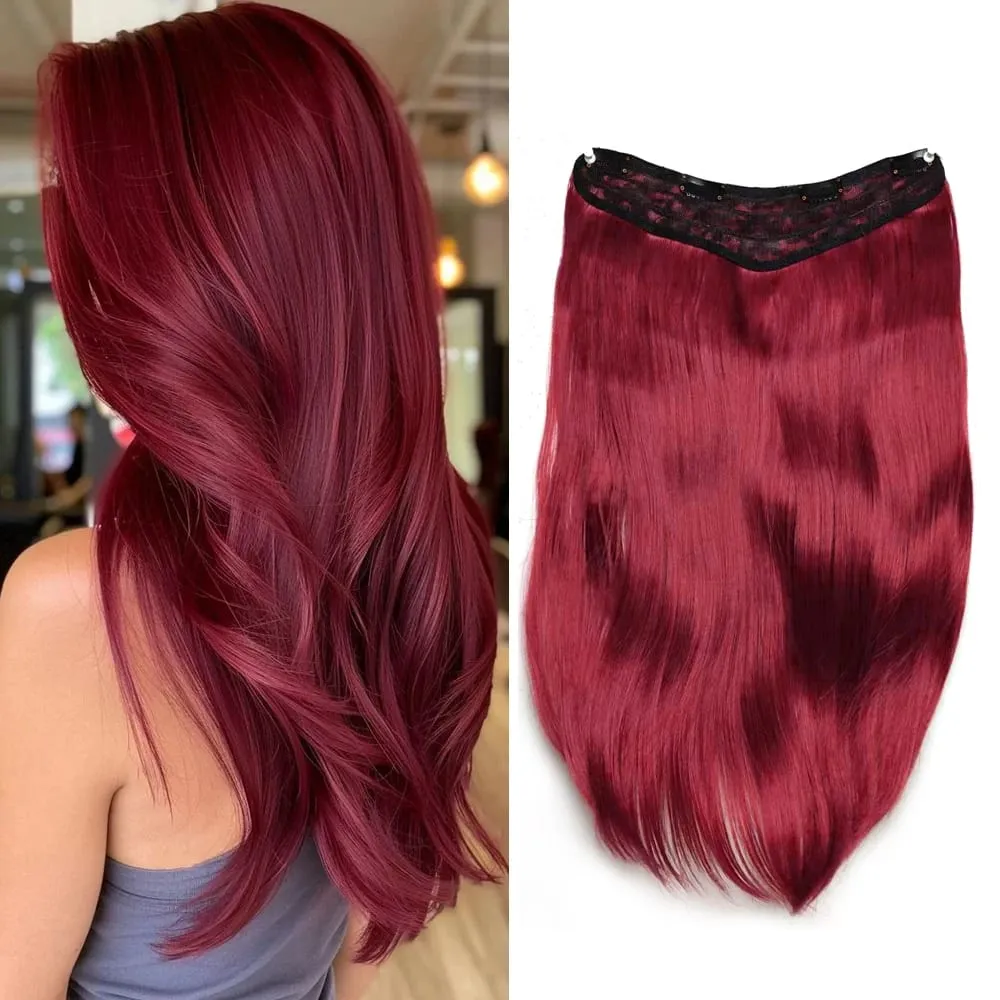 18inch V-shaped clip in hair extension layered hair extension adds volume.made of synthetic fiber for women